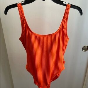 Michael Kors Vibrant Orange Ribbed One Piece